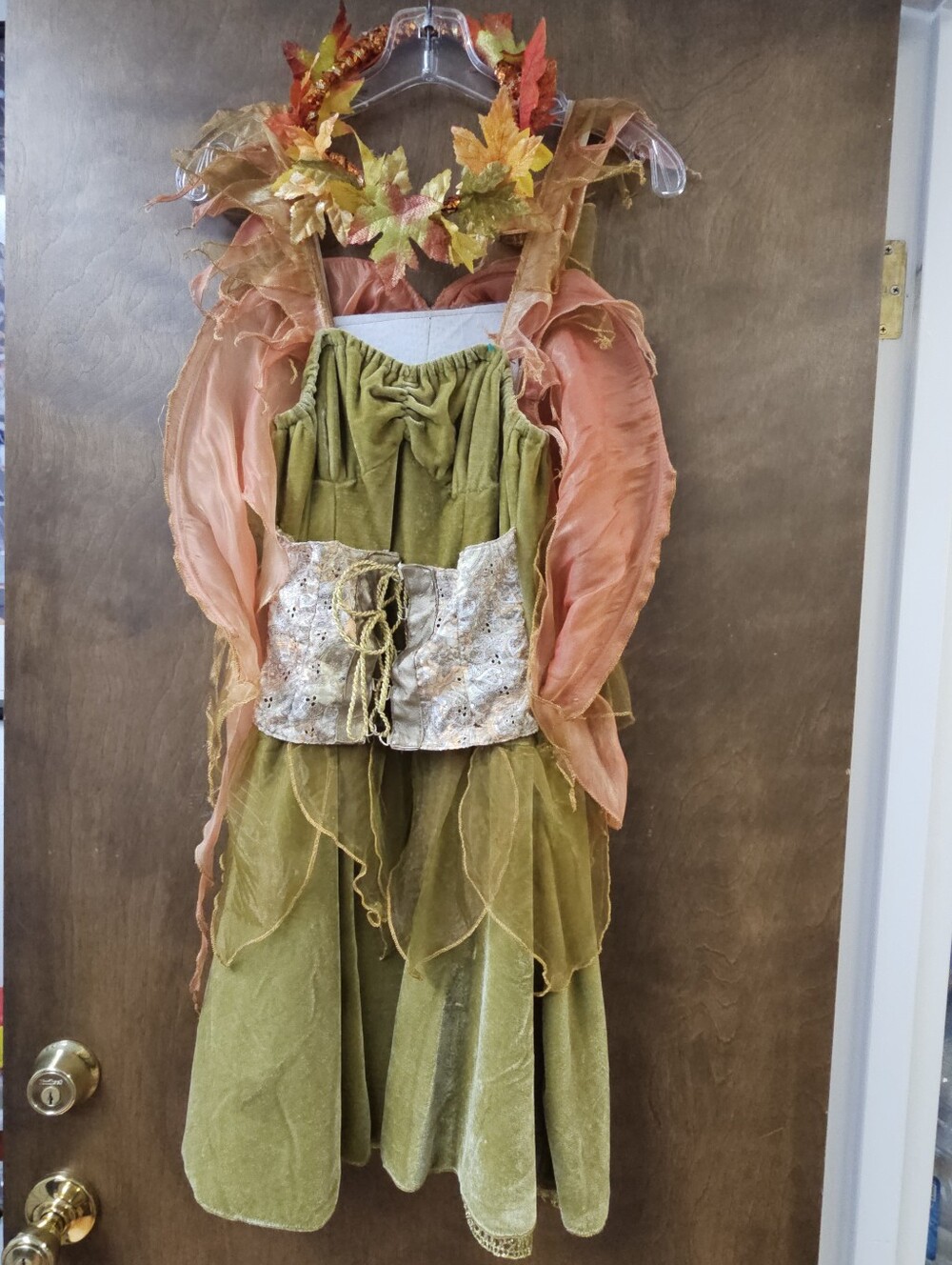 Vintage Y2K Amy Brown Official Fariy Costume Wings And Wreath Green and Orange